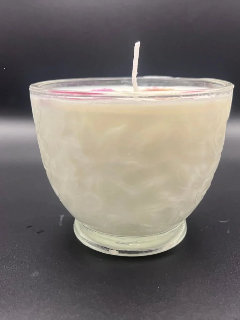 Crimson Blossom Frosted Glass Teacup Candle